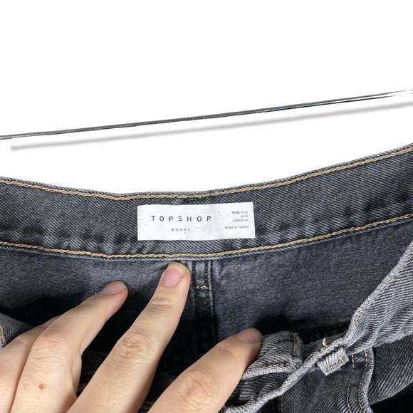 Topshop Baggy High Rise Denim Jeans Womens 28x29 Black Grunge Normcore Capsule - Picture 3 of 10